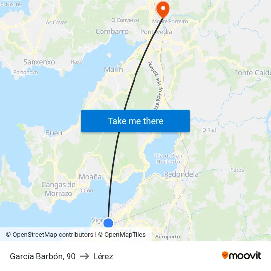 García Barbón, 90 to Lérez map