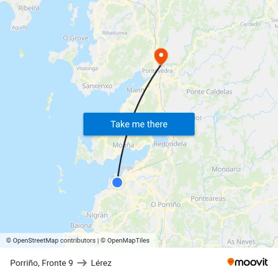 Porriño, Fronte 9 to Lérez map