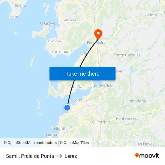 Samil, Praia da Punta to Lérez map