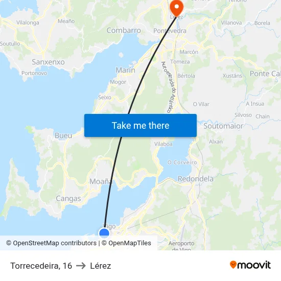 Torrecedeira, 16 to Lérez map