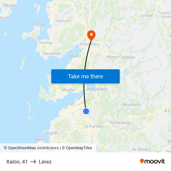 Xalón, 41 to Lérez map