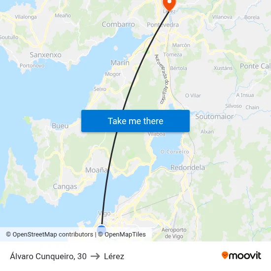 Álvaro Cunqueiro, 30 to Lérez map