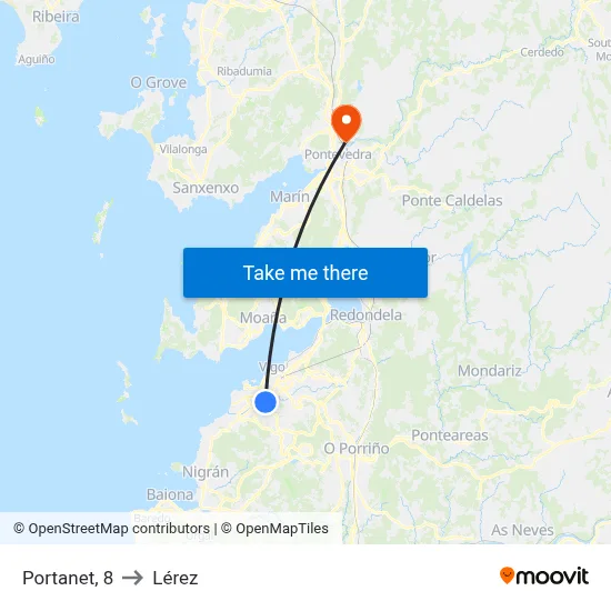 Portanet, 8 to Lérez map