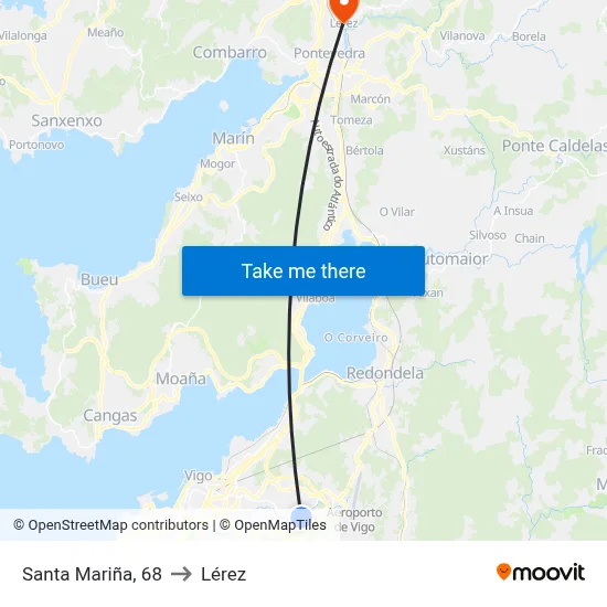 Santa Mariña, 68 to Lérez map