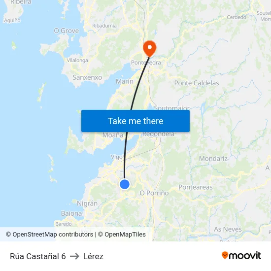 Rúa Castañal 6 to Lérez map