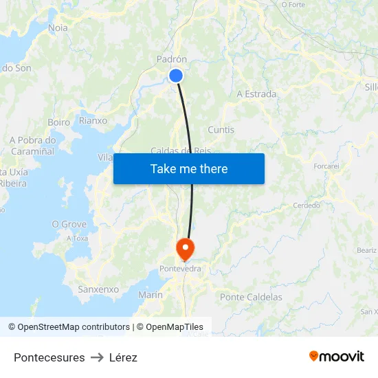 Pontecesures to Lérez map