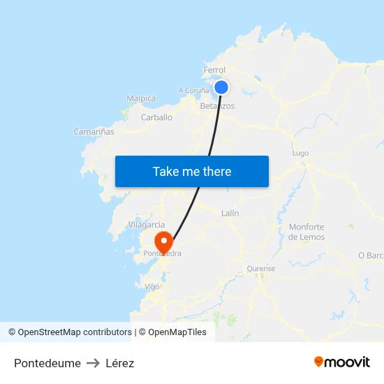 Pontedeume to Lérez map