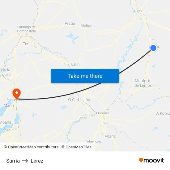 Sarria to Lérez map