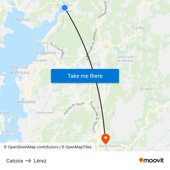 Catoira to Lérez map