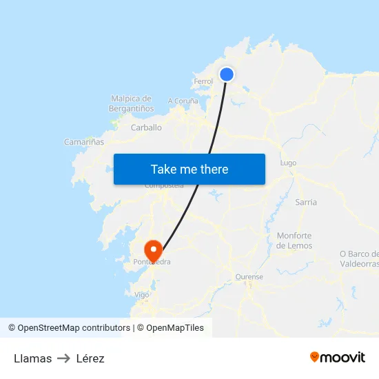 Llamas to Lérez map