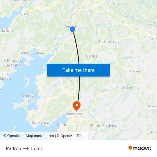 Padrón to Lérez map