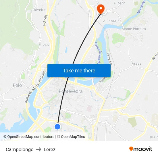 Campolongo to Lérez map