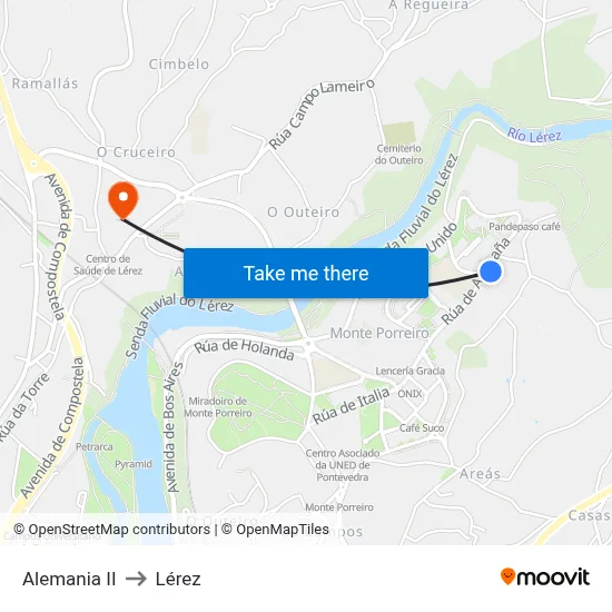 Alemania II to Lérez map