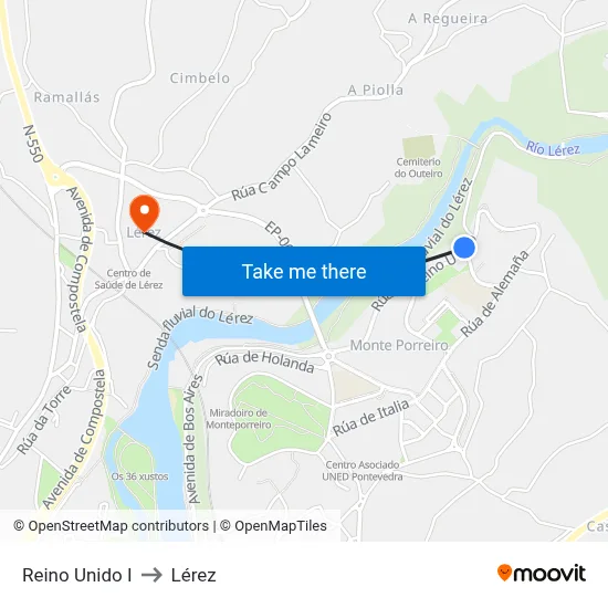 Reino Unido I to Lérez map