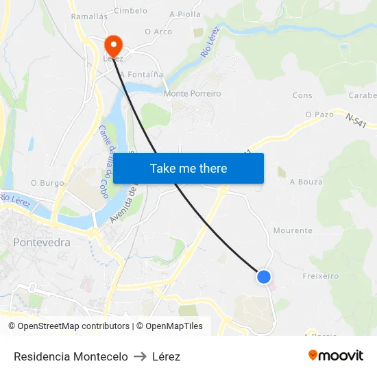 Residencia Montecelo to Lérez map