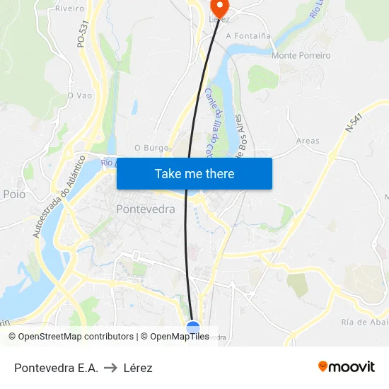 Pontevedra E.A. to Lérez map