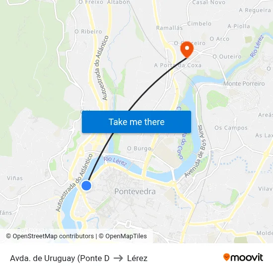 Avda. de Uruguay (Ponte D to Lérez map