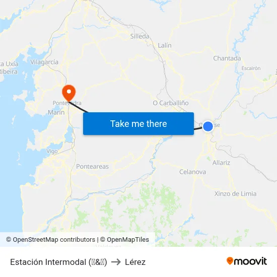 Estación Intermodal (🚌&🚆) to Lérez map