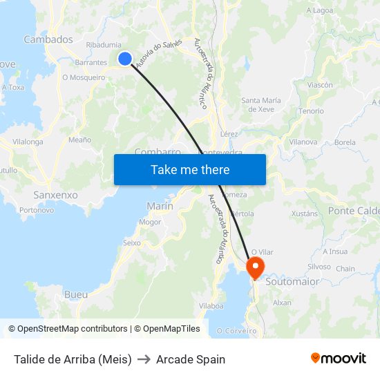 Talide de Arriba (Meis) to Arcade Spain map
