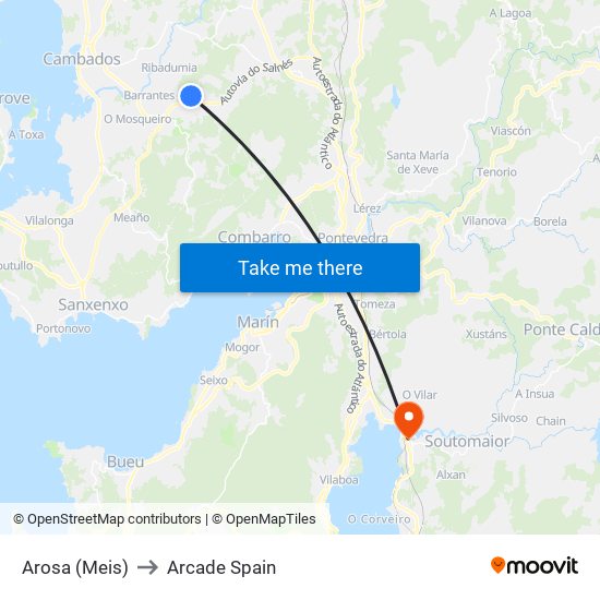 Arosa (Meis) to Arcade Spain map