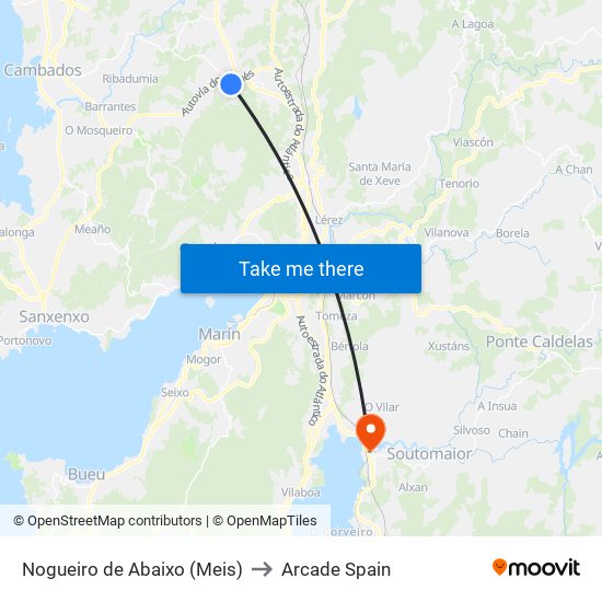 Nogueiro de Abaixo (Meis) to Arcade Spain map