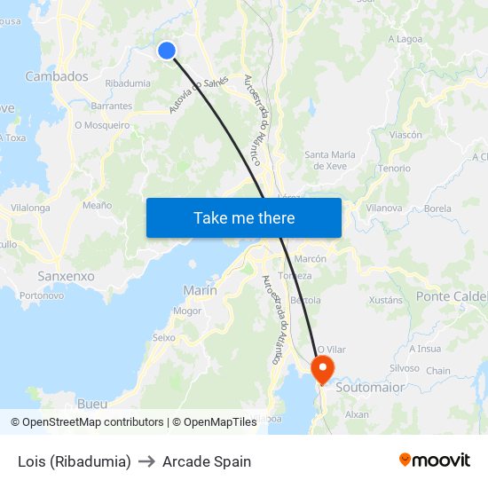 Lois (Ribadumia) to Arcade Spain map