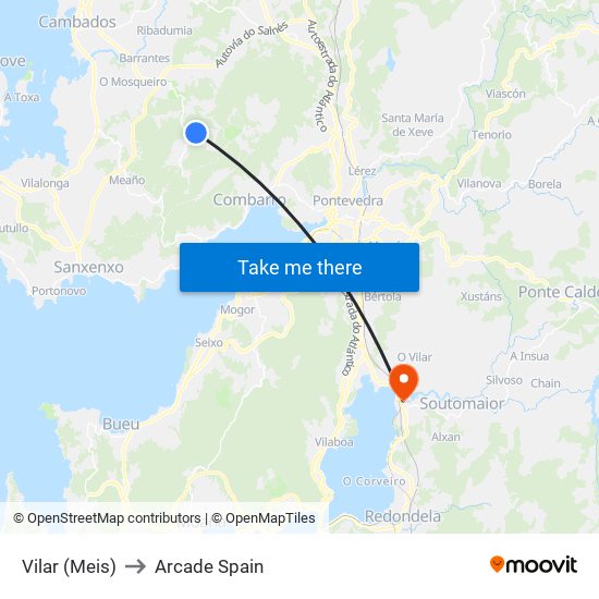 Vilar (Meis) to Arcade Spain map