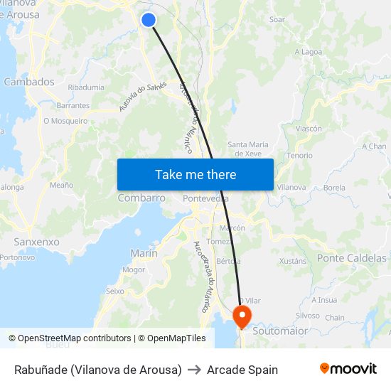 Rabuñade (Vilanova de Arousa) to Arcade Spain map