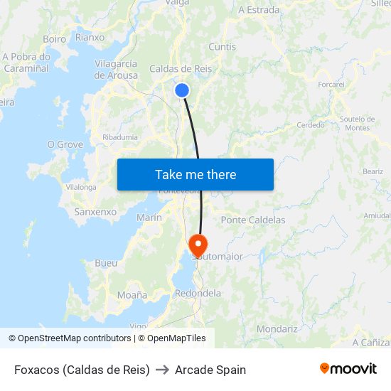 Foxacos (Caldas de Reis) to Arcade Spain map