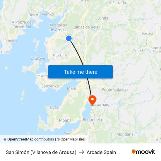 San Simón (Vilanova de Arousa) to Arcade Spain map