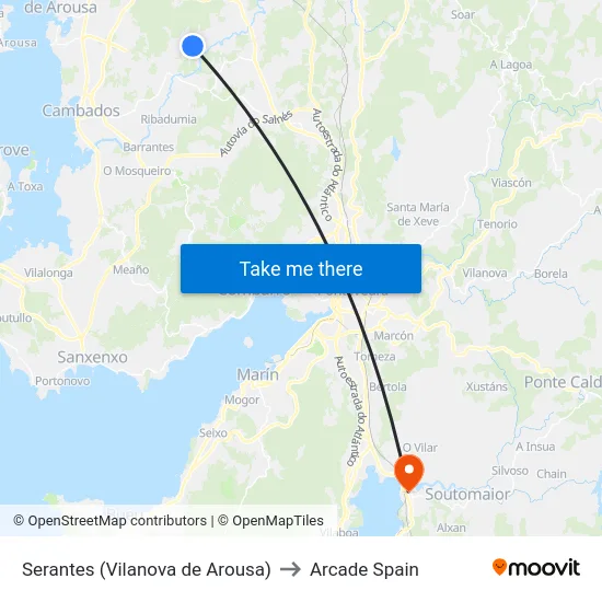 Serantes (Vilanova de Arousa) to Arcade Spain map