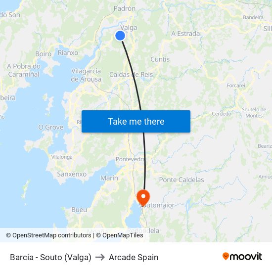 Barcia - Souto (Valga) to Arcade Spain map