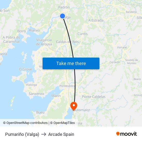 Pumariño (Valga) to Arcade Spain map