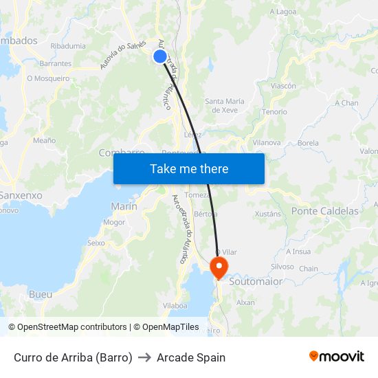Curro de Arriba (Barro) to Arcade Spain map
