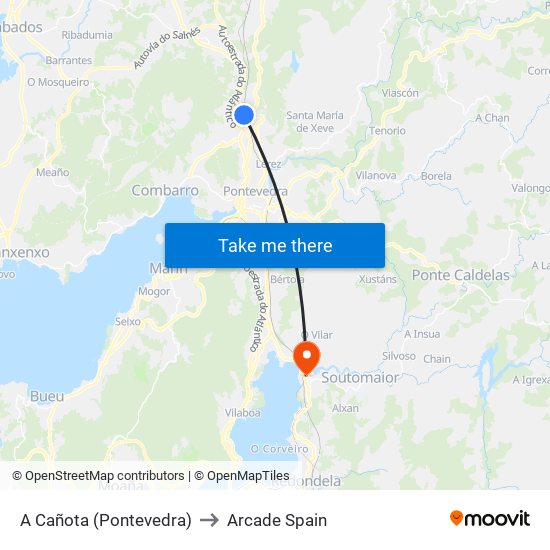 A Cañota (Pontevedra) to Arcade Spain map