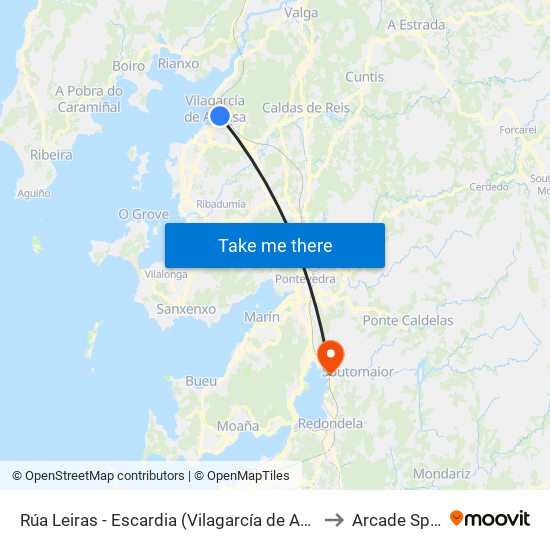 Rúa Leiras - Escardia (Vilagarcía de Arousa) to Arcade Spain map