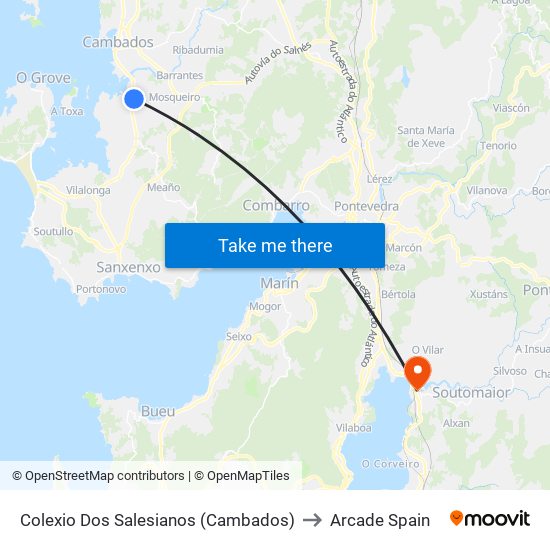 Colexio Dos Salesianos (Cambados) to Arcade Spain map