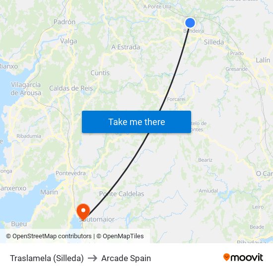 Traslamela (Silleda) to Arcade Spain map