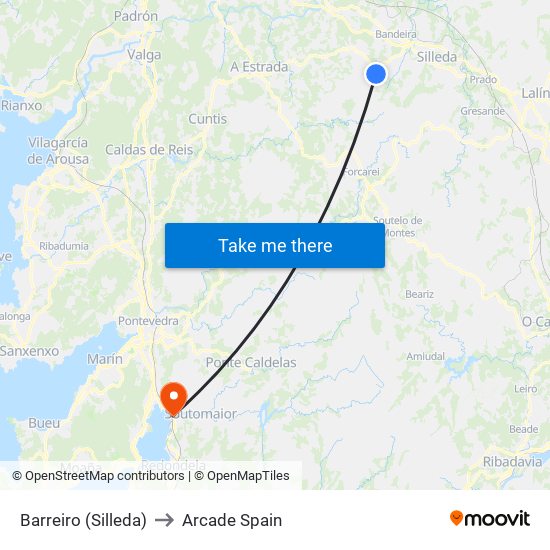 Barreiro (Silleda) to Arcade Spain map