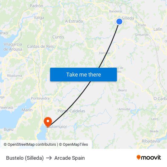 Bustelo (Silleda) to Arcade Spain map