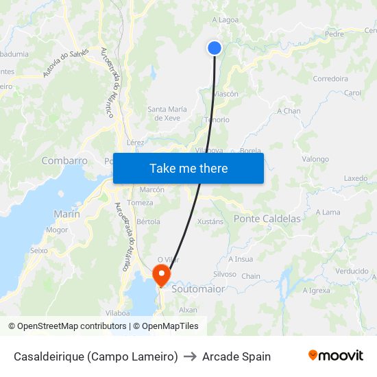Casaldeirique (Campo Lameiro) to Arcade Spain map