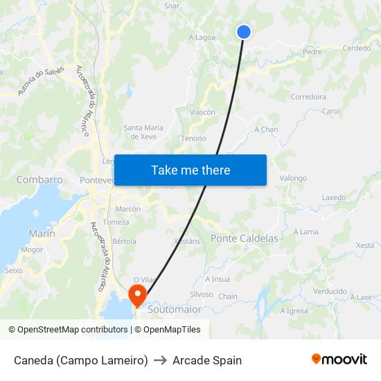 Caneda (Campo Lameiro) to Arcade Spain map