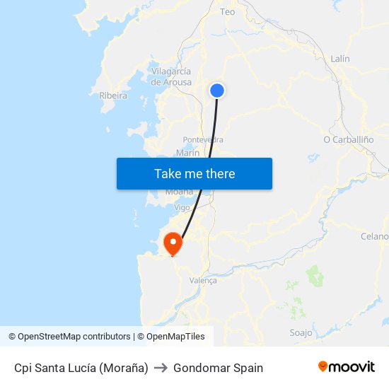 Cpi Santa Lucía (Moraña) to Gondomar Spain map