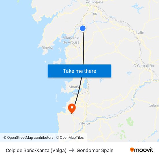 Ceip de Baño-Xanza (Valga) to Gondomar Spain map