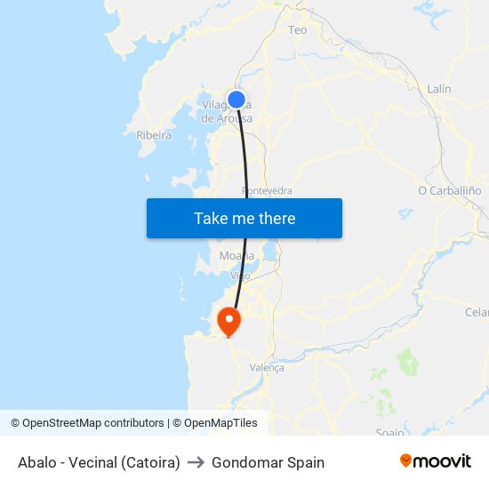 Abalo - Vecinal (Catoira) to Gondomar Spain map