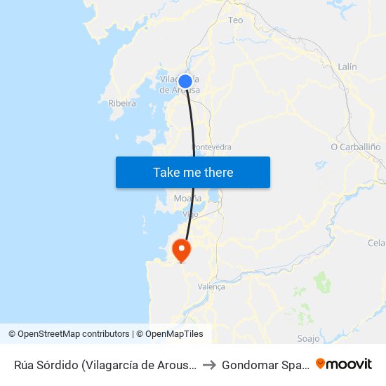 Rúa Sórdido (Vilagarcía de Arousa) to Gondomar Spain map