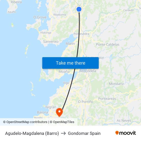 Agudelo-Magdalena (Barro) to Gondomar Spain map