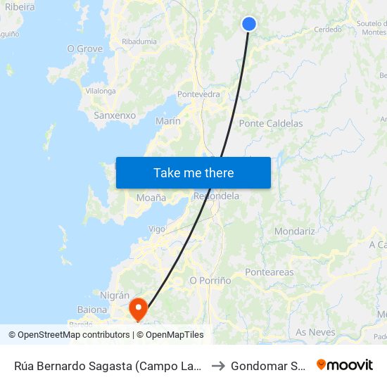 Rúa Bernardo Sagasta (Campo Lameiro) to Gondomar Spain map