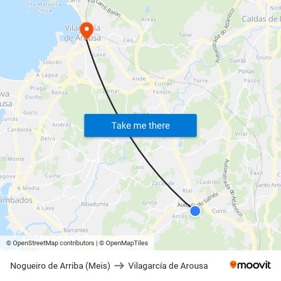 Nogueiro de Arriba (Meis) to Vilagarcía de Arousa map