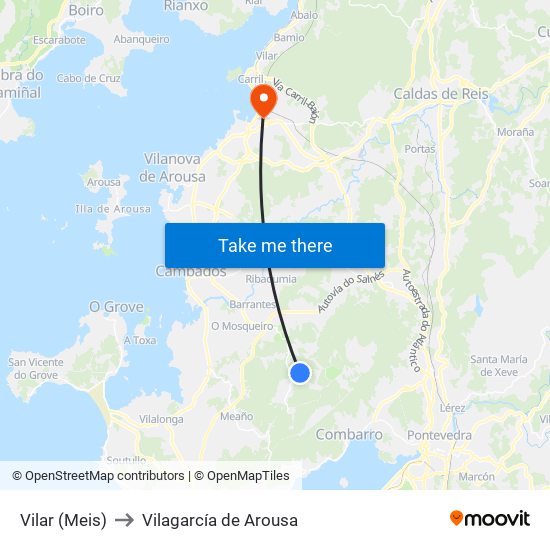 Vilar (Meis) to Vilagarcía de Arousa map